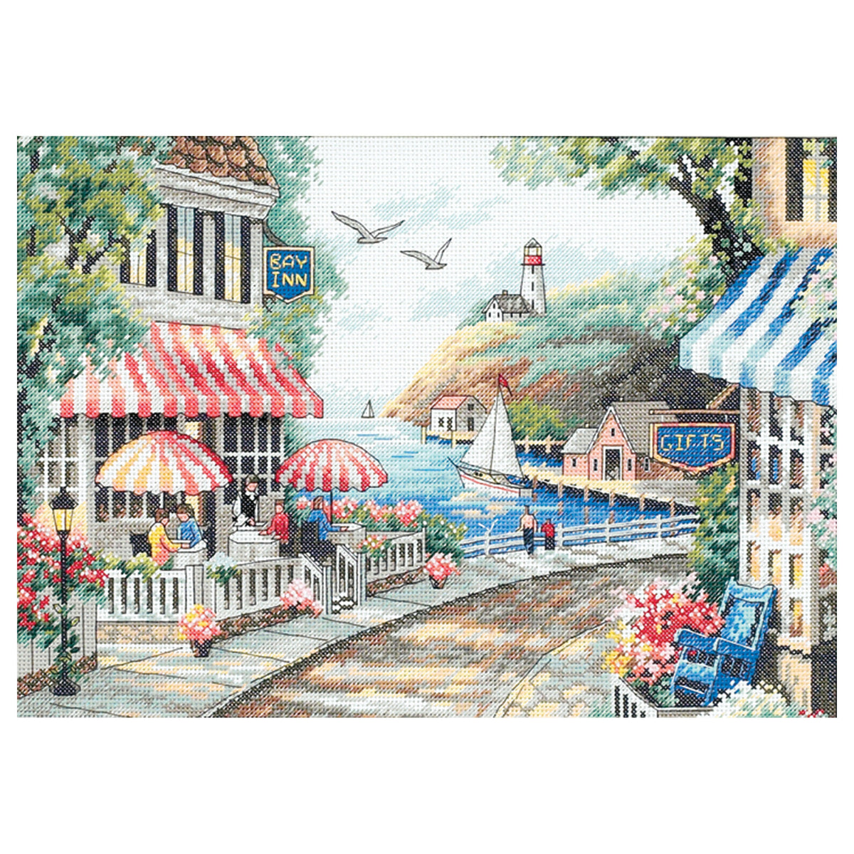 Dimensions Café by the Sea Counted Cross Stitch Kit, 14" x 10"