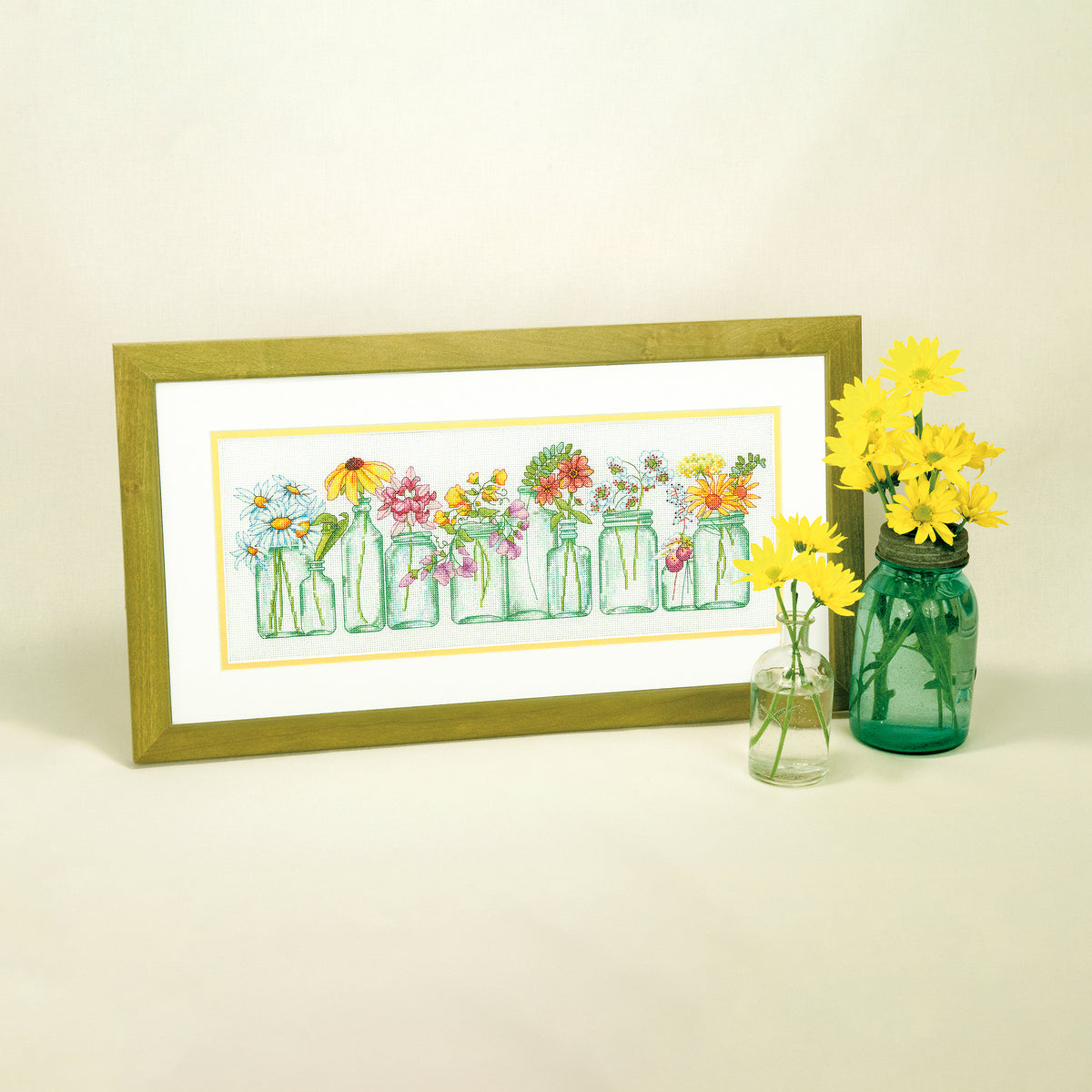 Dimensions Mason Jar Lineup Counted Cross Stitch Kit, 18" x 7"