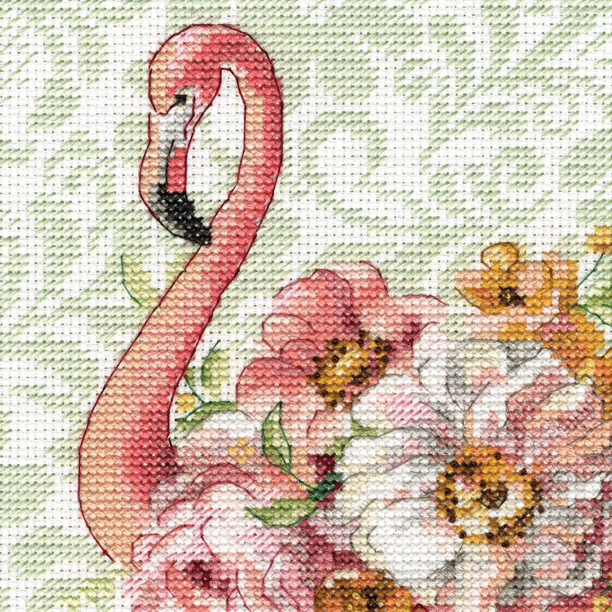 Dimensions Floral Flamingo Counted Cross Stitch Kit, 9" x 12"
