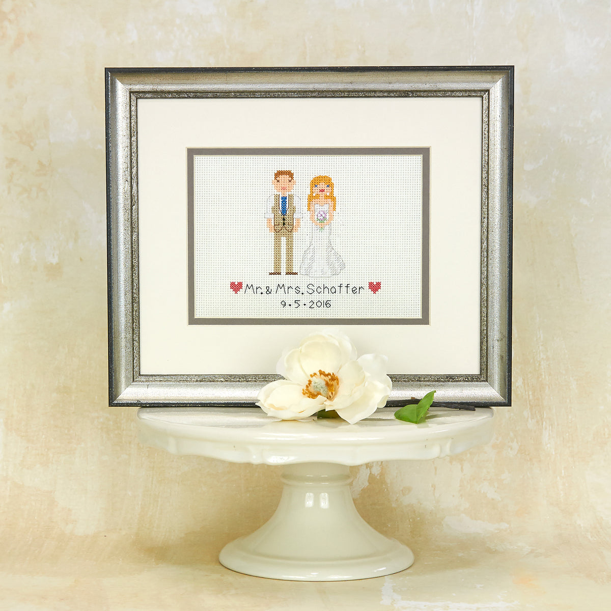 Dimensions Bride & Groom Wedding Record Counted Cross Stitch Kit, 7" x 5"