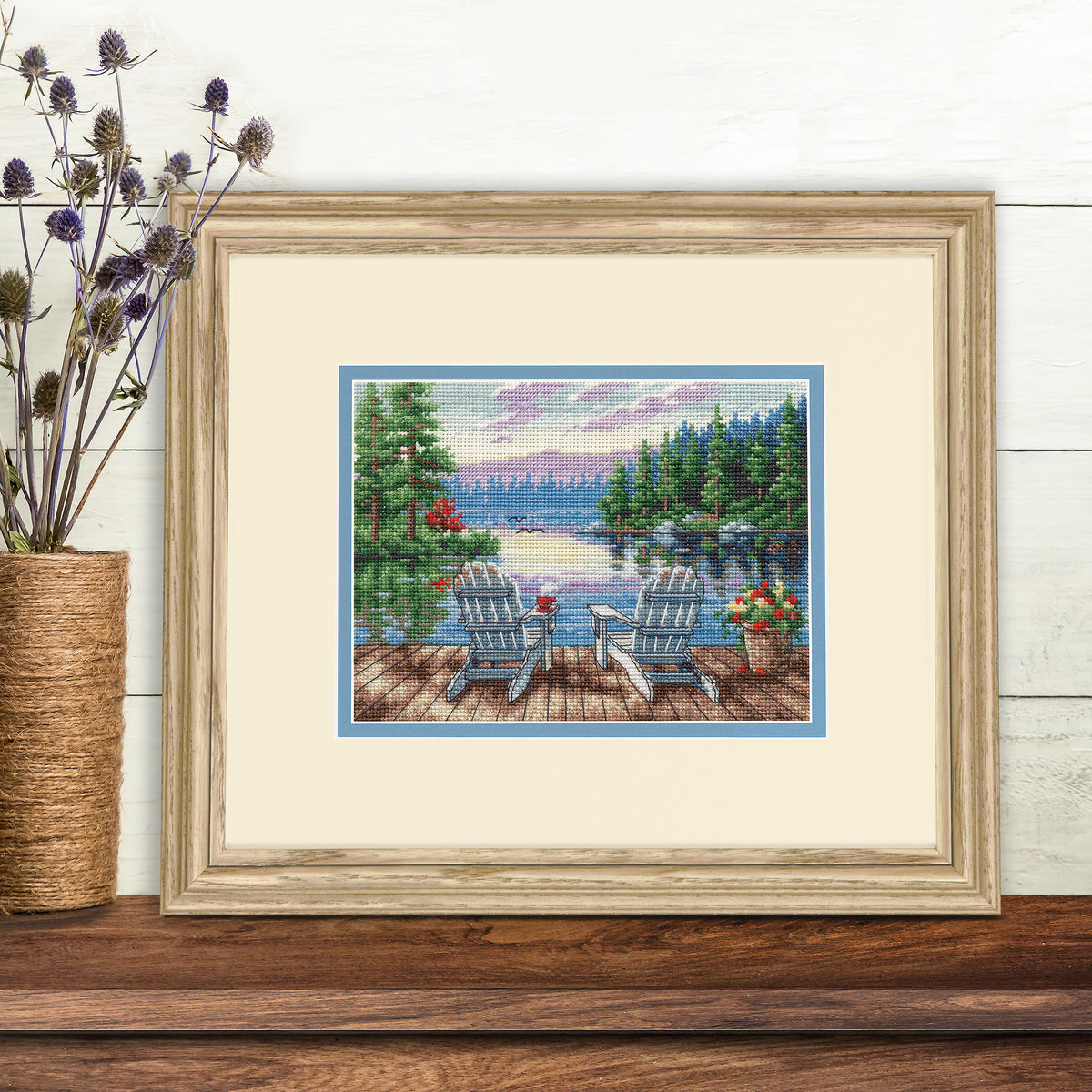 Dimensions Gold Collection Petite Lakeside Morning Counted Cross Stitch Kit, 7" x 5"