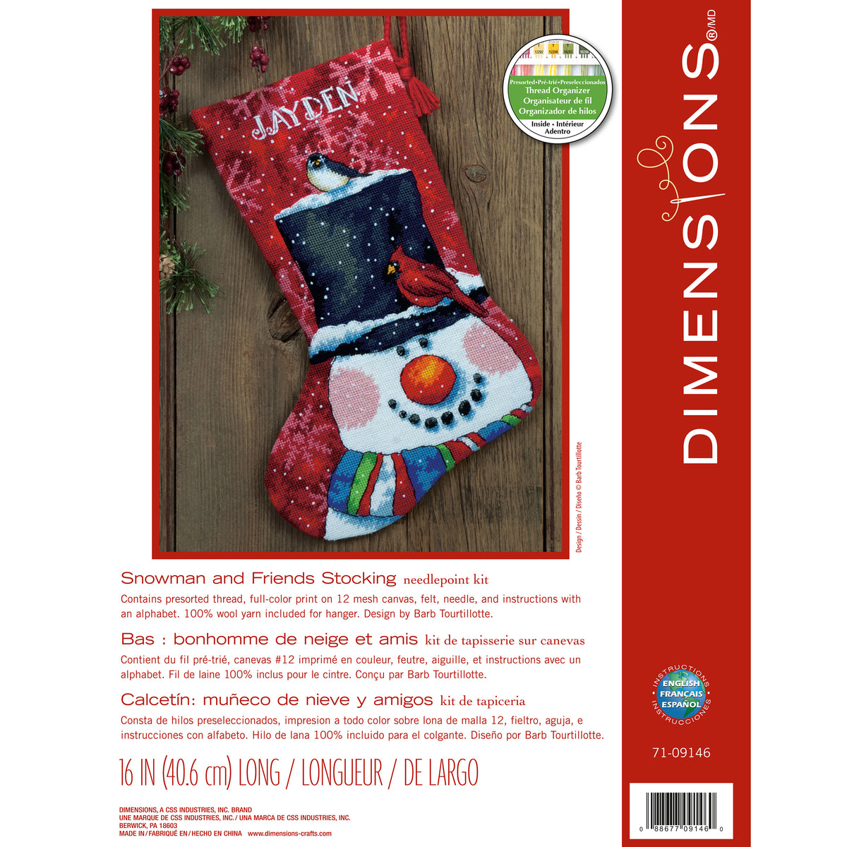 Dimensions Snowman and Friends Stocking Needlepoint Kit, 16" long