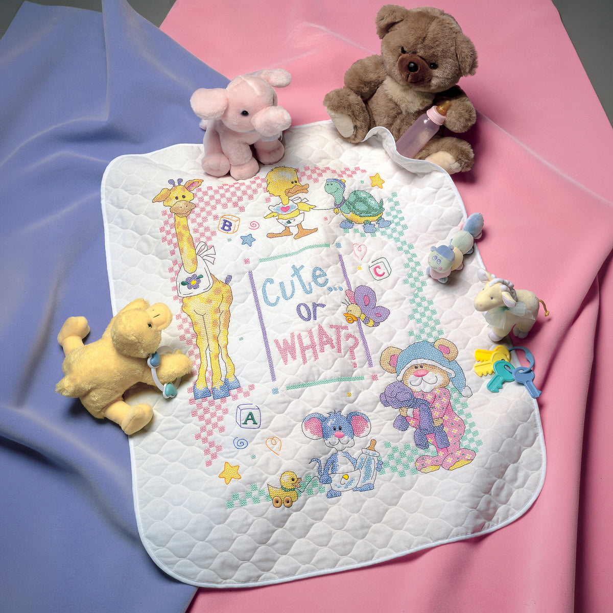 Dimensions Cute or What? Quilt Stamped Cross Stitch Kit, 34" x 43"