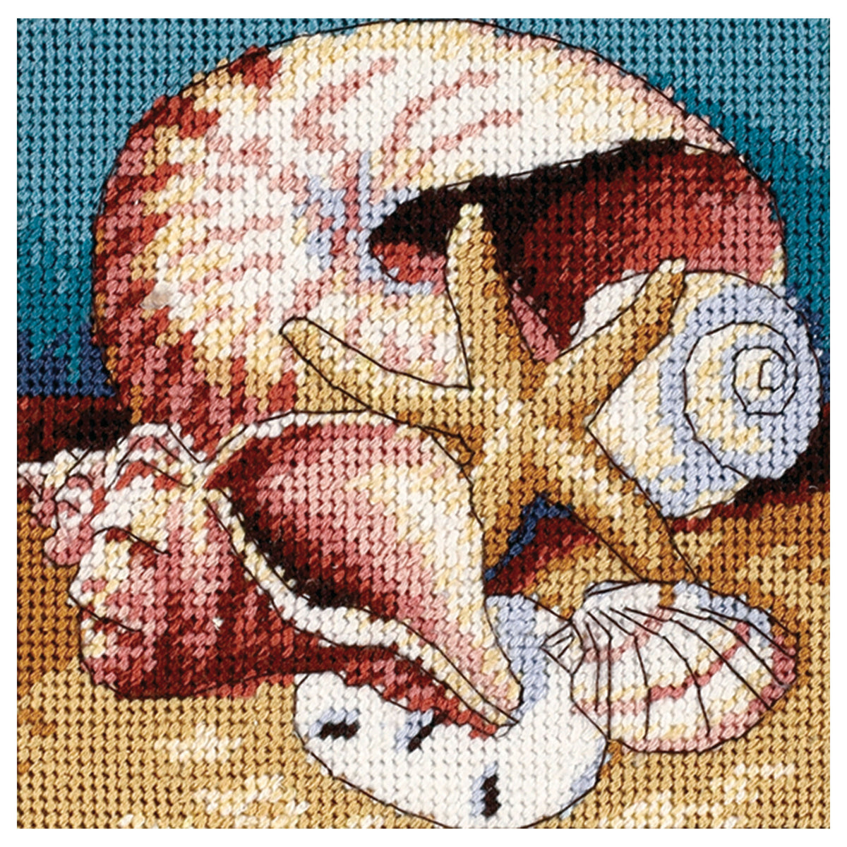 Dimensions Shell Collage Needlepoint Kit, 5" x 5"