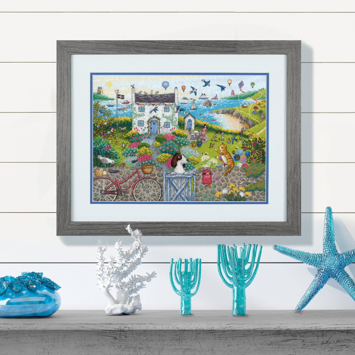 Dimensions Gold Collection Coastal Cottage Counted Cross Stitch Kit, 15" x 11"