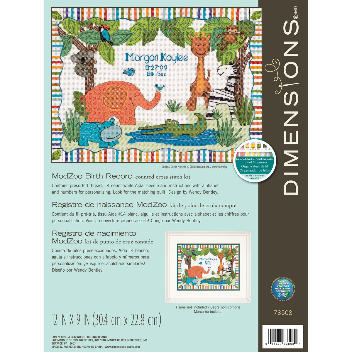 Dimensions ModZoo Birth Record Counted Cross Stitch Kit, 12" x 9"