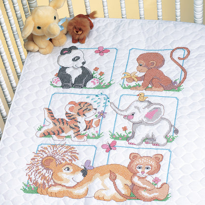Dimensions Animals Babes Quilt Stamped Cross Stitch Kit, 34" x 43"
