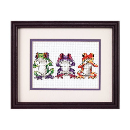 Dimensions Tree Frog Trio Counted Cross Stitch Kit, 7" x 5"