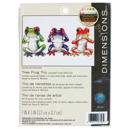 Dimensions Tree Frog Trio Counted Cross Stitch Kit, 7" x 5"