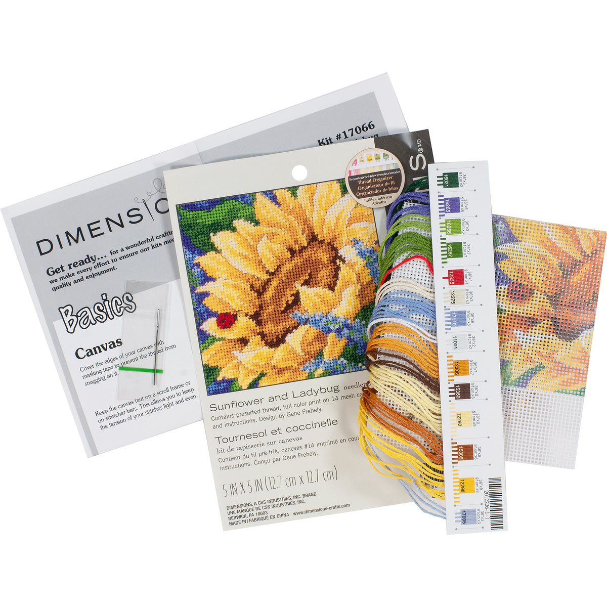 Dimensions Sunflower and Ladybug Needlepoint Kit, 5" x 5"