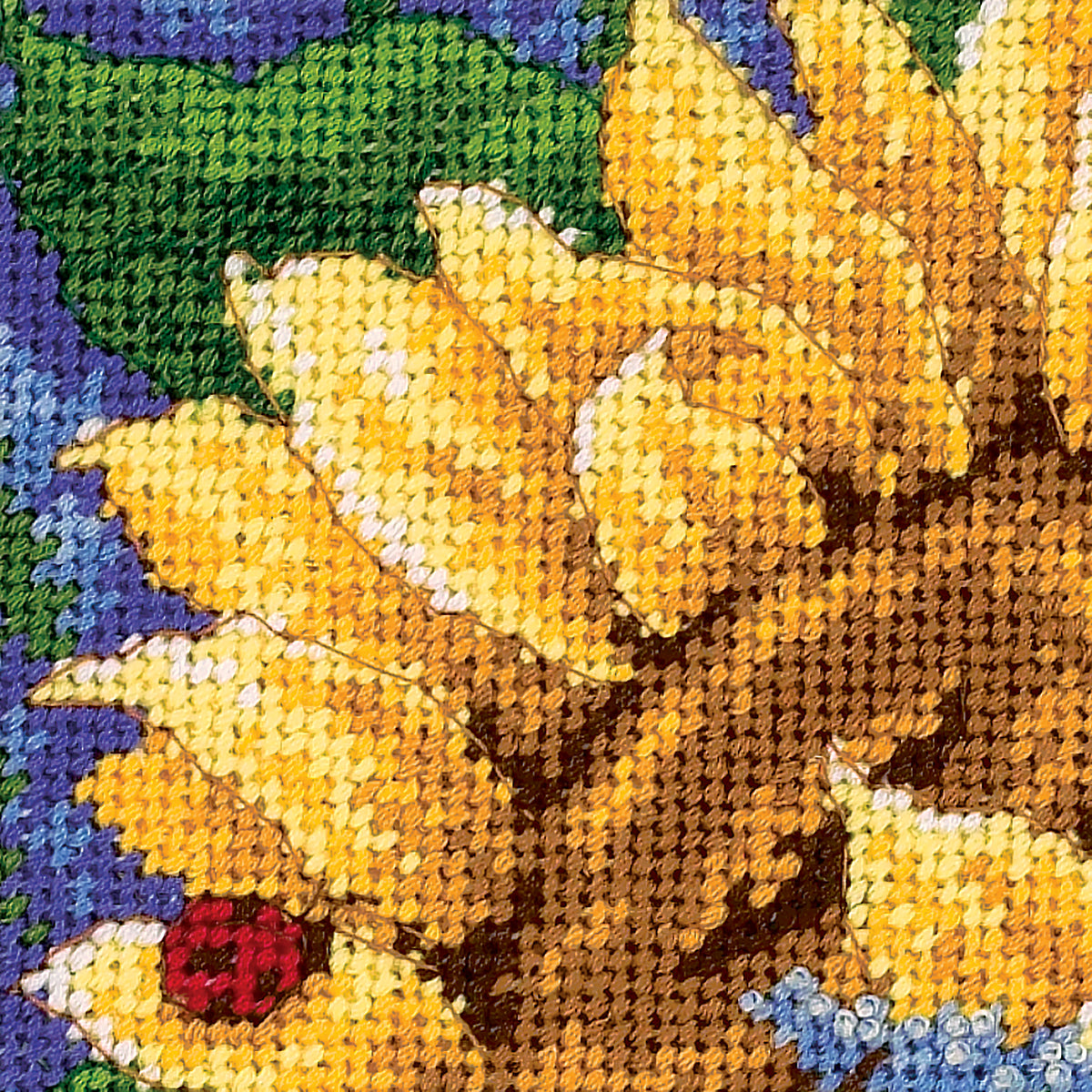Dimensions Sunflower and Ladybug Needlepoint Kit, 5" x 5"