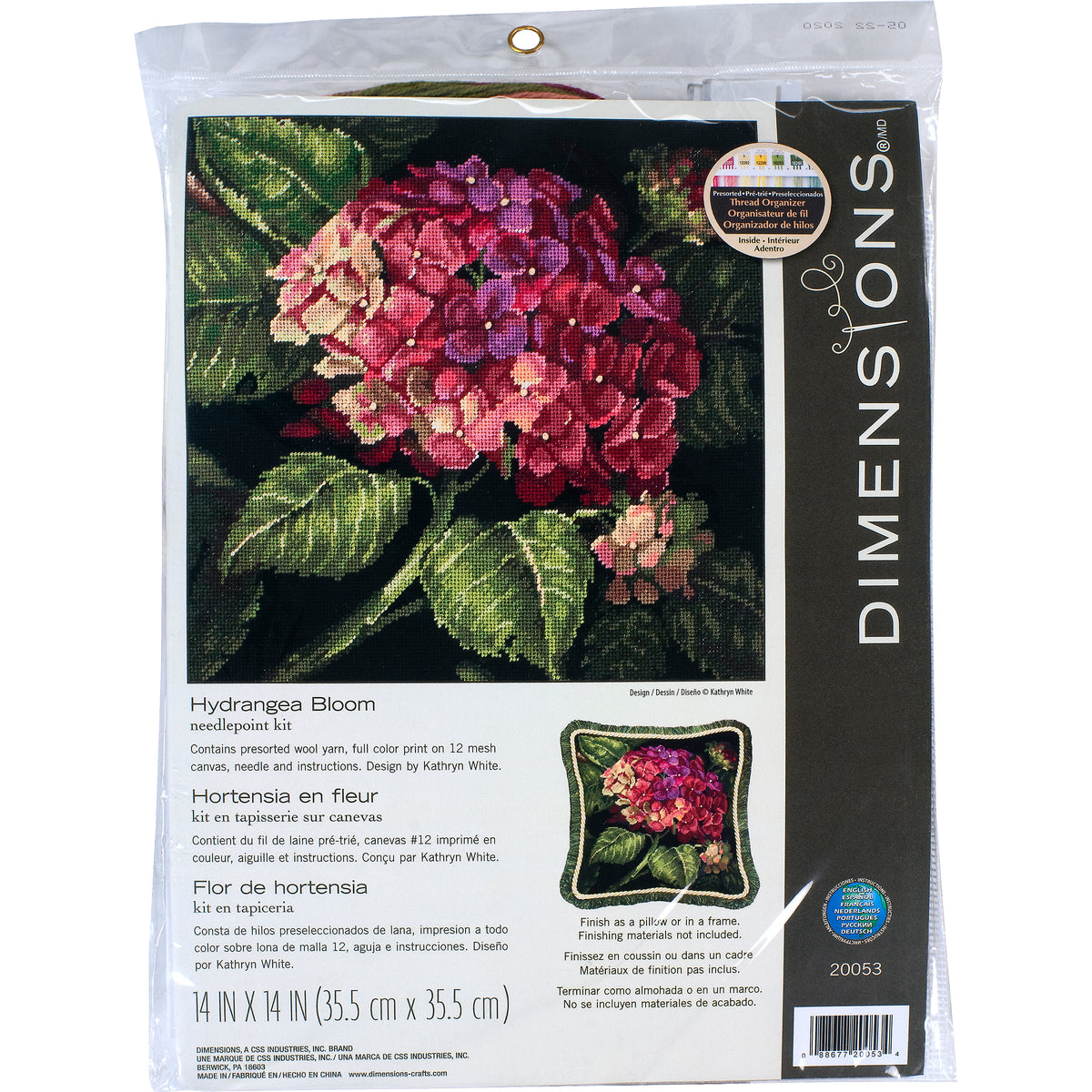Dimensions Hydrangea Bloom Needlepoint Kit, 14" x 14"