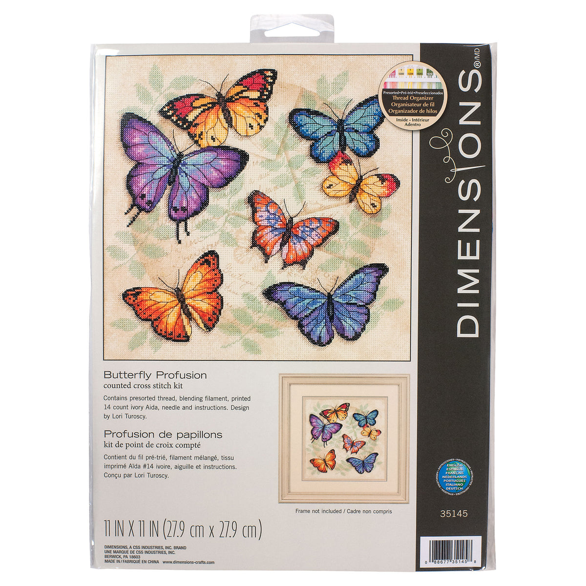 Dimensions Butterfly Profusion Counted Cross Stitch Kit, 11" x 11"