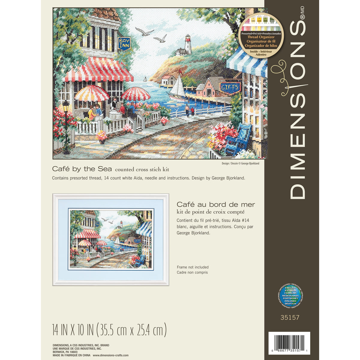 Dimensions Café by the Sea Counted Cross Stitch Kit, 14" x 10"