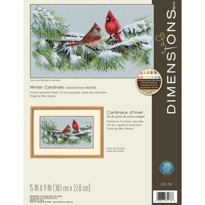 Dimensions Winter Cardinals Counted Cross Stitch Kit, 15" x 9"