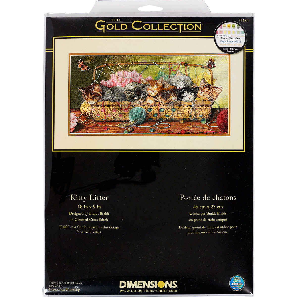 Dimensions Gold Collection Kitty Litter Counted Cross Stitch Kit, 18" x 9"