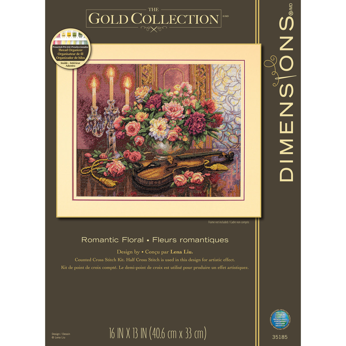 Dimensions Gold Collection Romantic Floral Counted Cross Stitch Kit, 16" x 13"