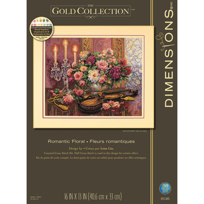 Dimensions Gold Collection Romantic Floral Counted Cross Stitch Kit, 16" x 13"