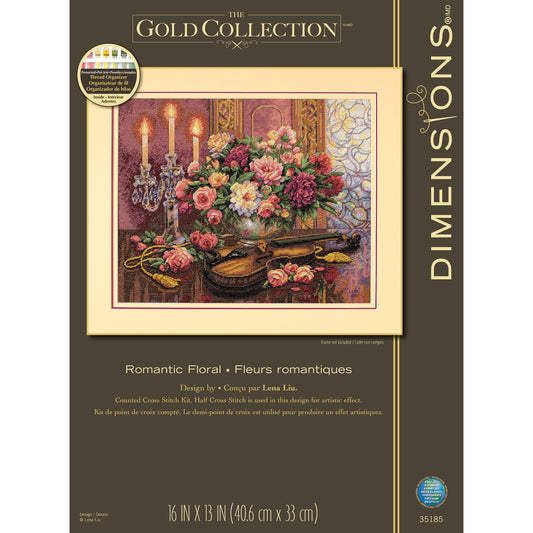 Dimensions Gold Collection Romantic Floral Counted Cross Stitch Kit, 16" x 13"