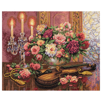 Dimensions Gold Collection Romantic Floral Counted Cross Stitch Kit, 16" x 13"