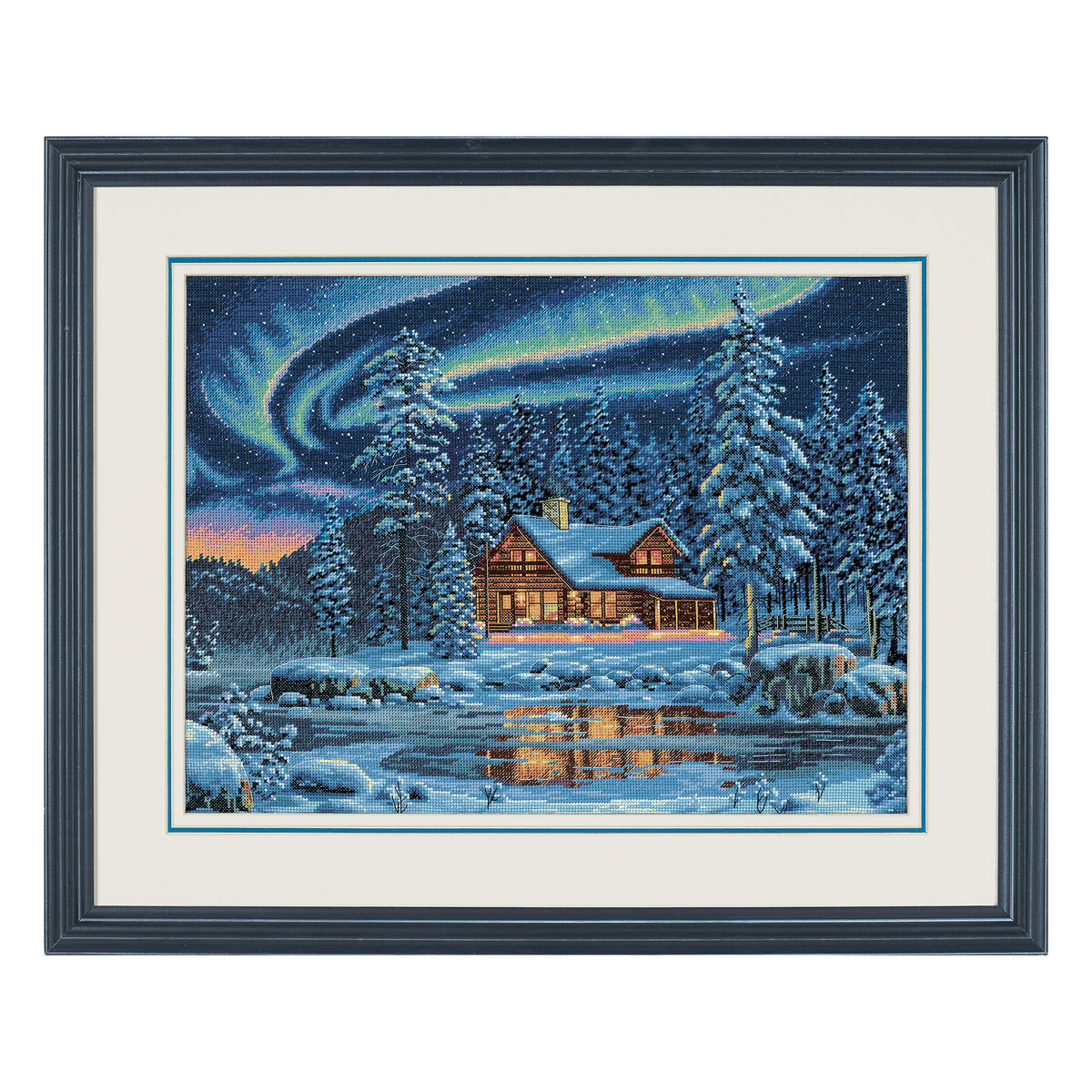 Dimensions Gold Collection Aurora Cabin Counted Cross Stitch Kit, 16" x 12"