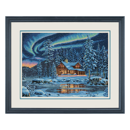 Dimensions Gold Collection Aurora Cabin Counted Cross Stitch Kit, 16" x 12"