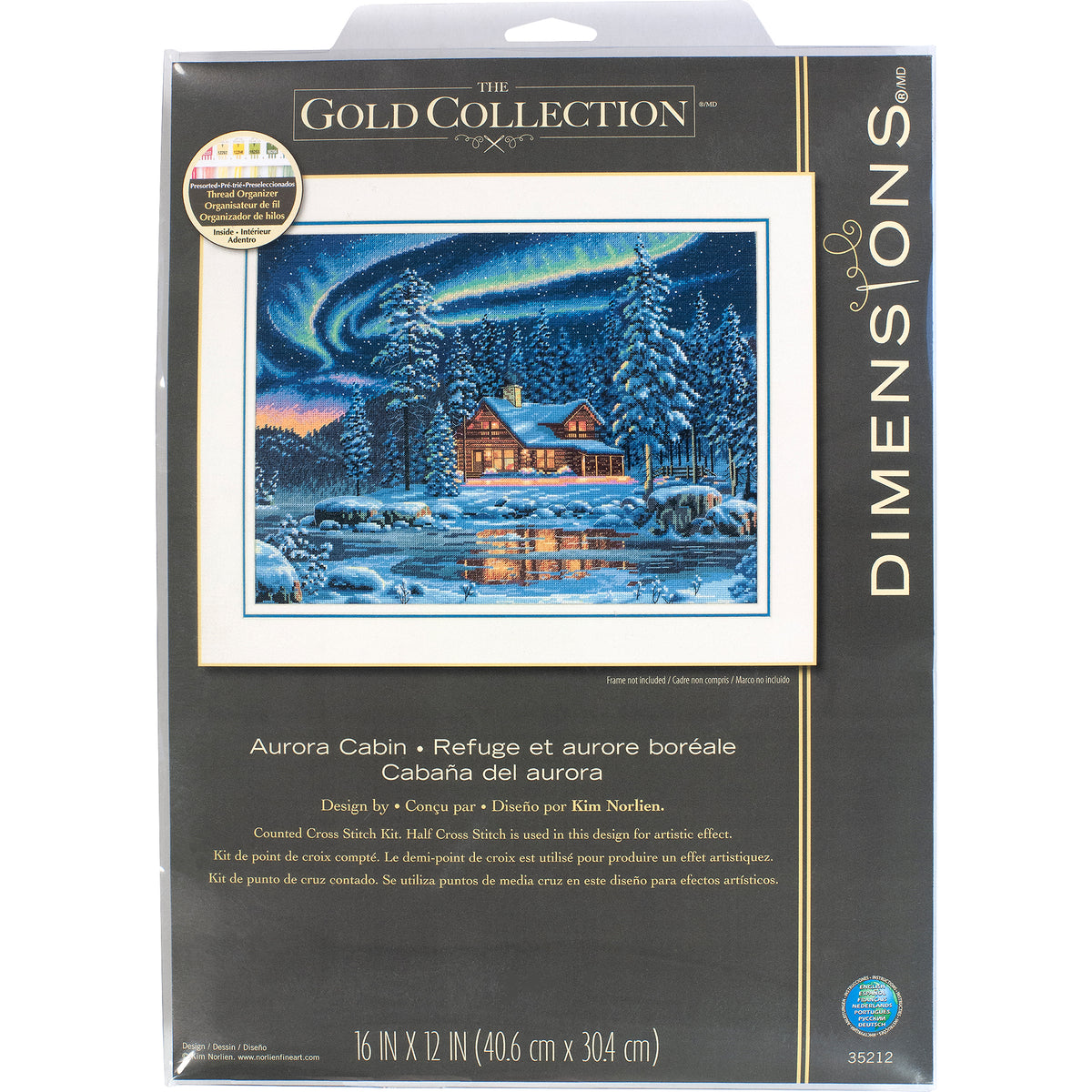 Dimensions Gold Collection Aurora Cabin Counted Cross Stitch Kit, 16" x 12"