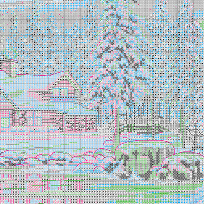 Dimensions Gold Collection Aurora Cabin Counted Cross Stitch Kit, 16" x 12"