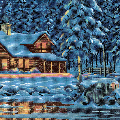 Dimensions Gold Collection Aurora Cabin Counted Cross Stitch Kit, 16" x 12"