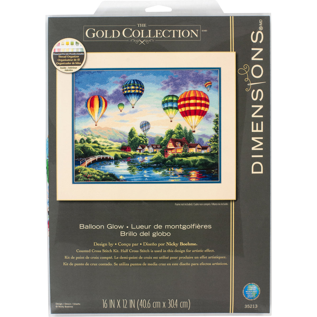 Dimensions Gold Collection Balloon Glow Counted Cross Stitch Kit, 16" x 12"