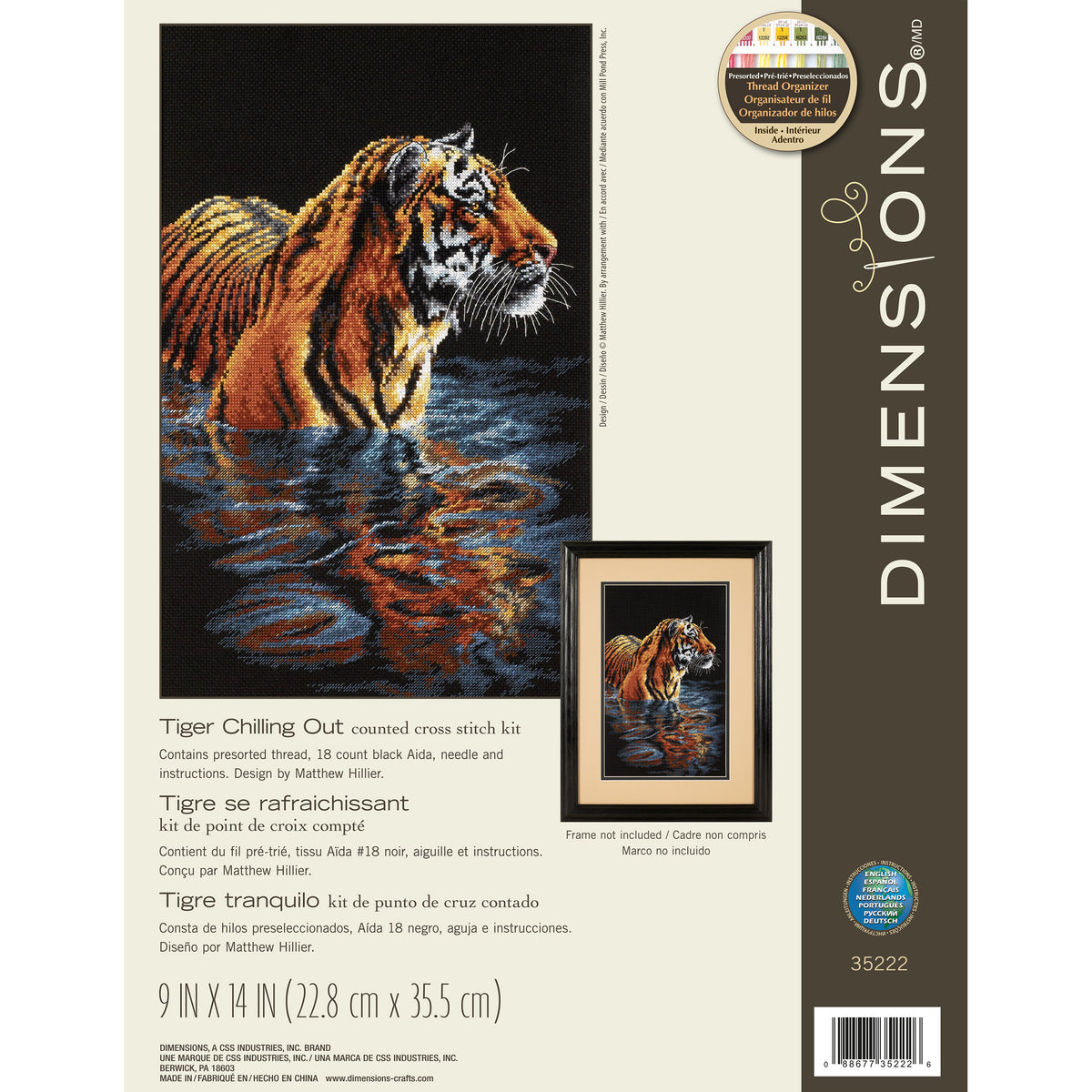 Dimensions Tiger Chilling Out Counted Cross Stitch Kit, 9" x 14"