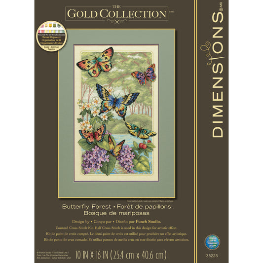 Dimensions Gold Collection Butterfly Forest Counted Cross Stitch Kit, 10" x 16"