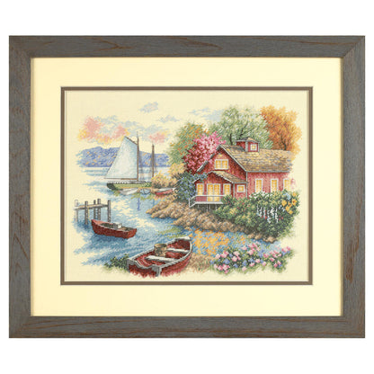 Dimensions Peaceful Lake House Counted Cross Stitch Kit, 14" x 11"