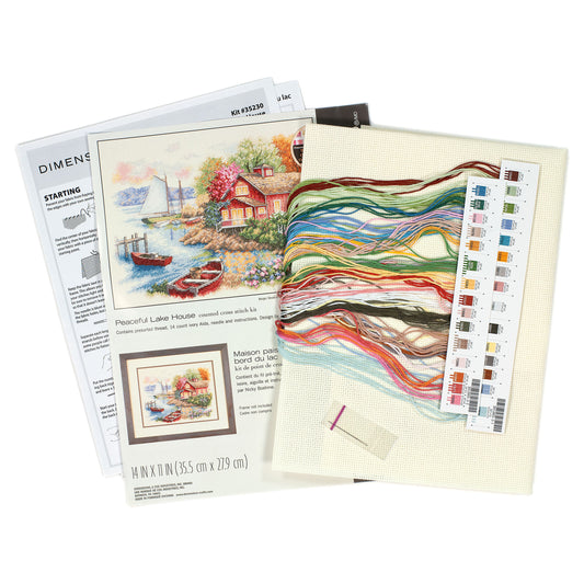 Dimensions Peaceful Lake House Counted Cross Stitch Kit, 14" x 11"