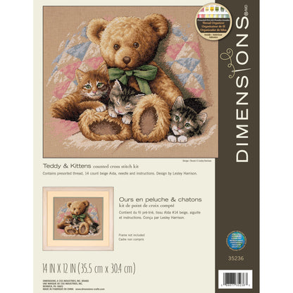 Dimensions Teddy & Kittens Counted Cross Stitch Kit, 14" x 12"