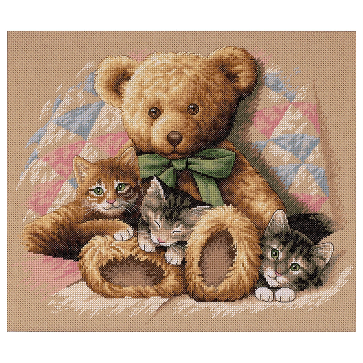 Dimensions Teddy & Kittens Counted Cross Stitch Kit, 14" x 12"