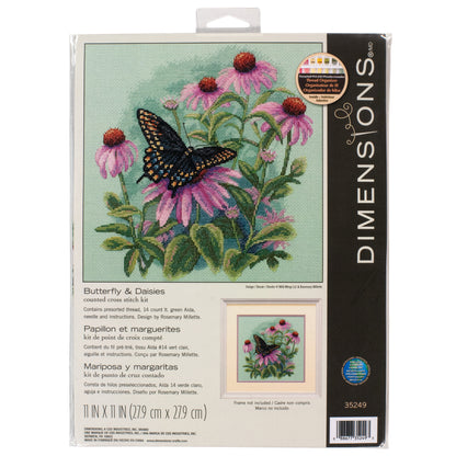 Dimensions Butterfly & Daisies Counted Cross Stitch Kit, 11" x 11"
