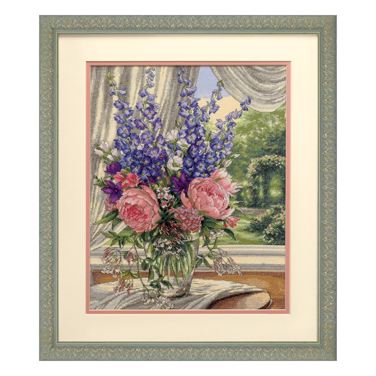 Dimensions Gold Collection Peonies & Delphiniums Counted Cross Stitch Kit, 12" x 15"