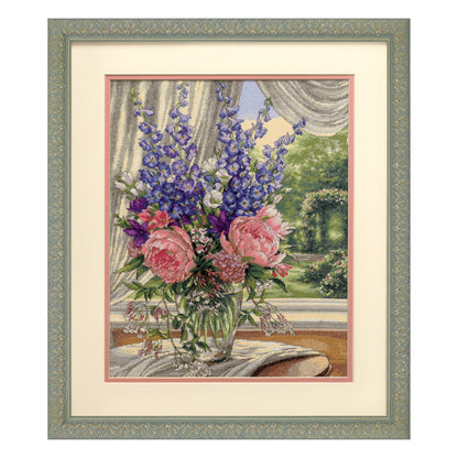Dimensions Gold Collection Peonies & Delphiniums Counted Cross Stitch Kit, 12" x 15"