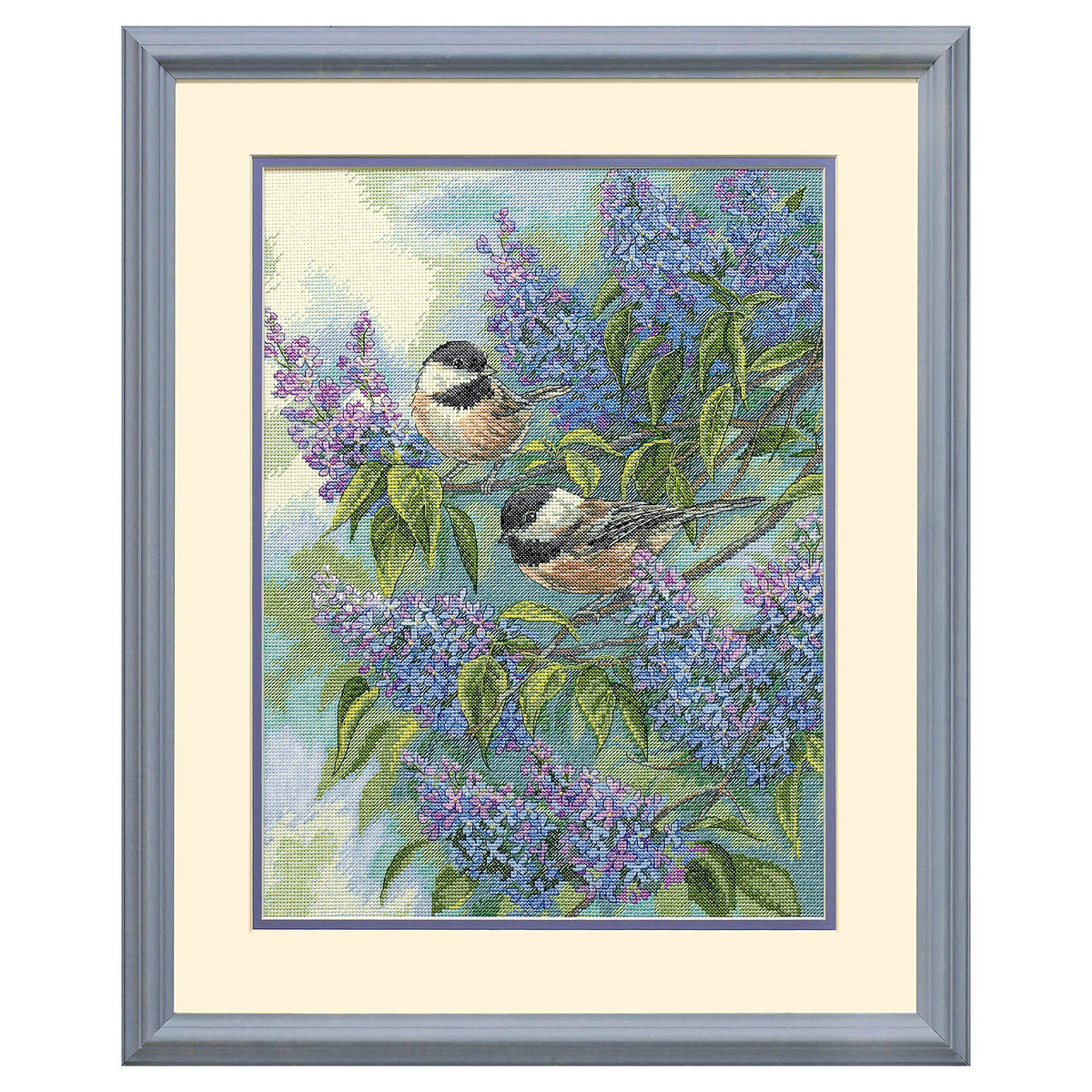 Dimensions Gold Collection Chickadees and Lilacs Counted Cross Stitch Kit, 12" x 16"