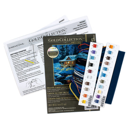 Dimensions Gold Collection Petite Moonlit Cabin Counted Cross Stitch Kit, 5" x 7"