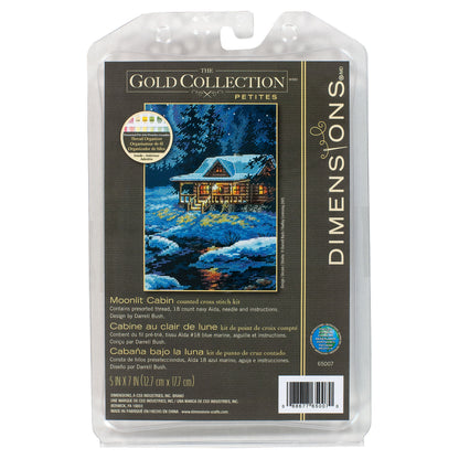 Dimensions Gold Collection Petite Moonlit Cabin Counted Cross Stitch Kit, 5" x 7"