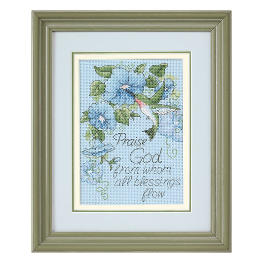 Dimensions Hummingbird and Morning Glories Counted Cross Stitch Kit, 5" x 7"