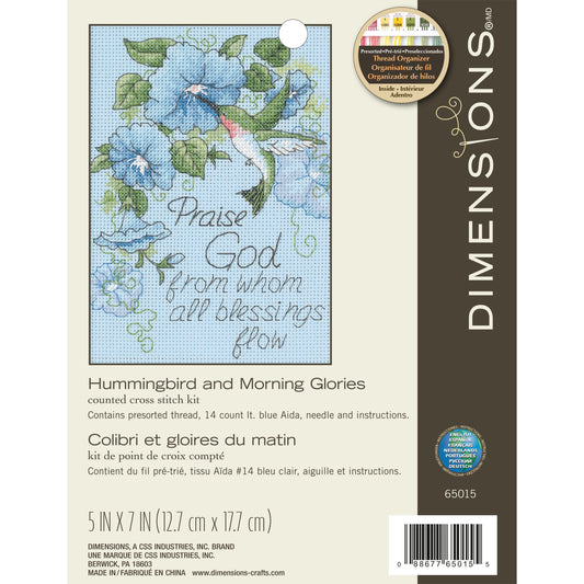 Dimensions Hummingbird and Morning Glories Counted Cross Stitch Kit, 5" x 7"
