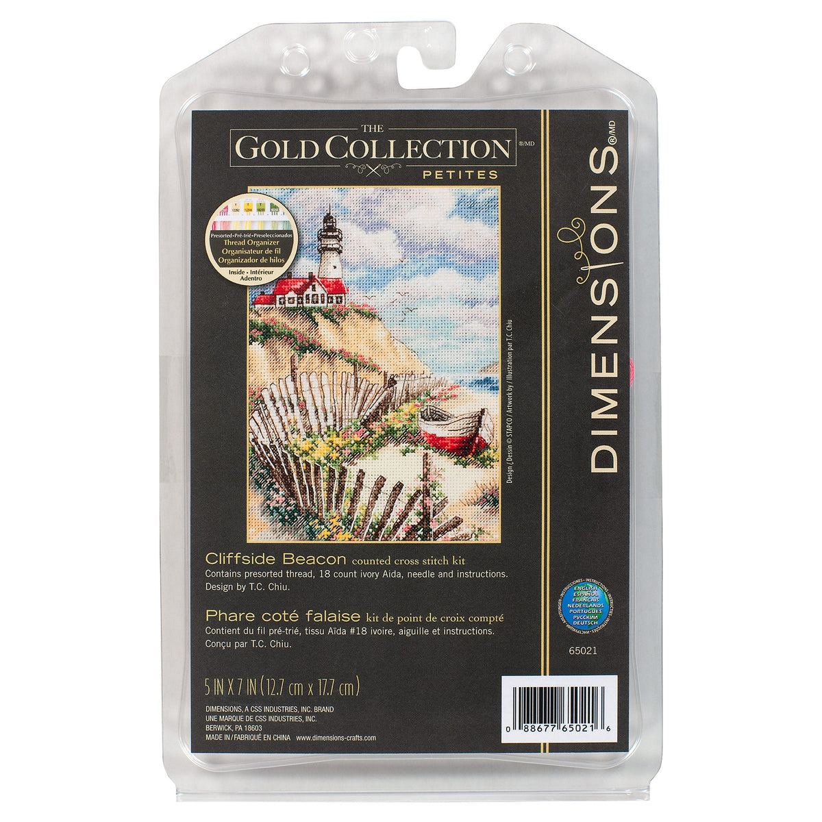 Dimensions Gold Collection Petite Cliffside Beacon Counted Cross Stitch Kit, 5" x 7"