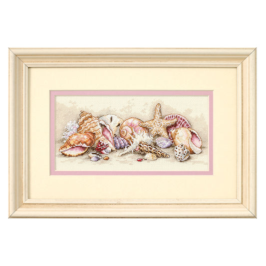 Dimensions Gold Collection Petite Seashell Treasures Counted Cross Stitch Kit, 8" x 4"