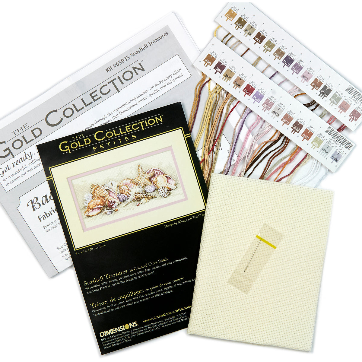 Dimensions Gold Collection Petite Seashell Treasures Counted Cross Stitch Kit, 8" x 4"