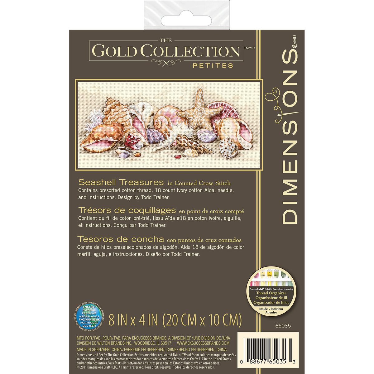 Dimensions Gold Collection Petite Seashell Treasures Counted Cross Stitch Kit, 8" x 4"