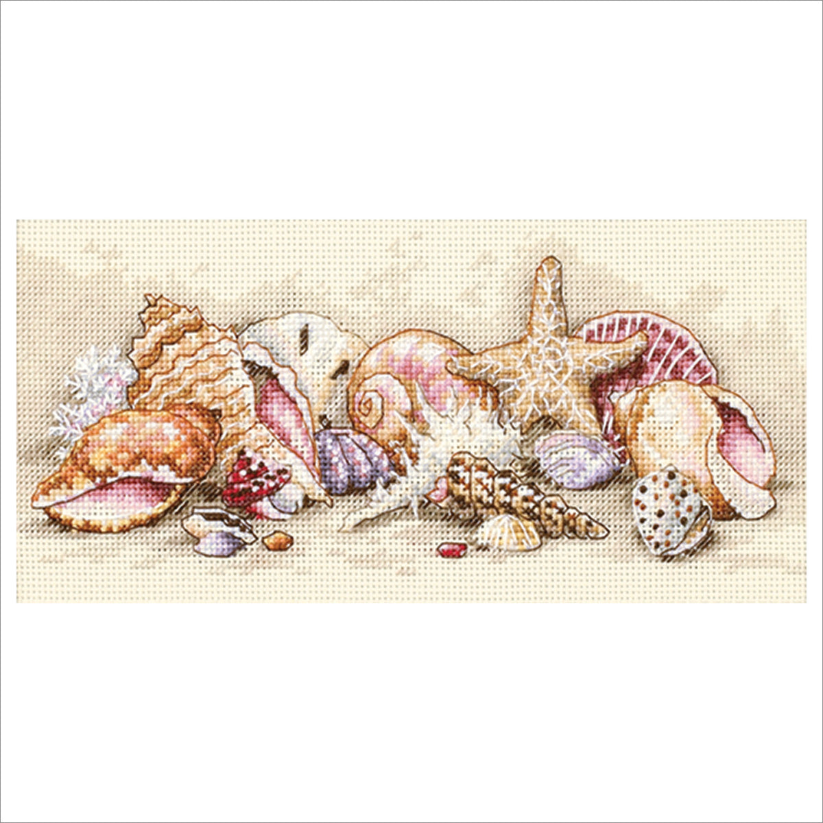 Dimensions Gold Collection Petite Seashell Treasures Counted Cross Stitch Kit, 8" x 4"