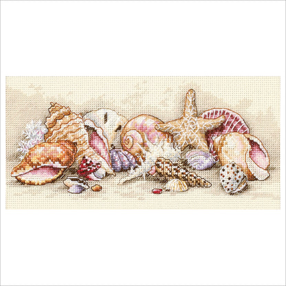 Dimensions Gold Collection Petite Seashell Treasures Counted Cross Stitch Kit, 8" x 4"